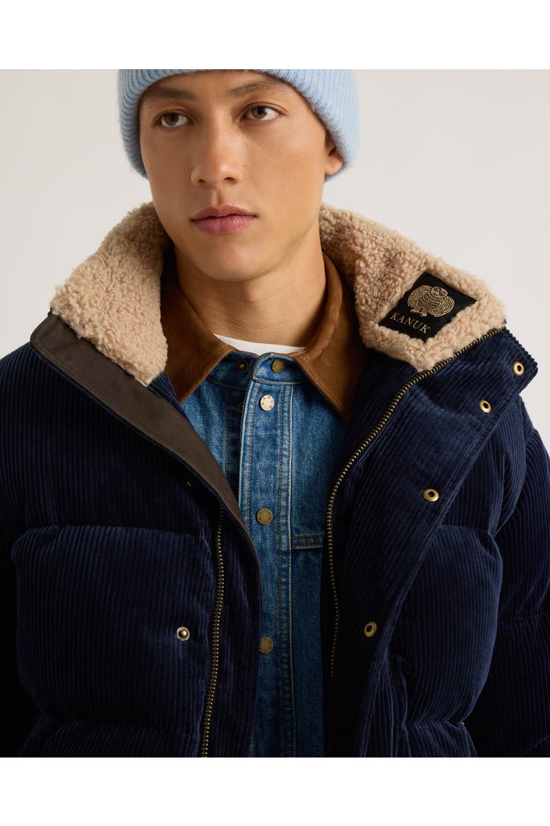 Mens Richmond Corduroy Puffer Jacket, Alternate, color, NAVY
