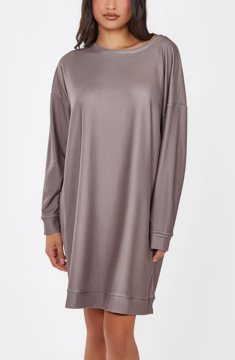 Premium Knit Long-Sleeve Sweatshirt Dress