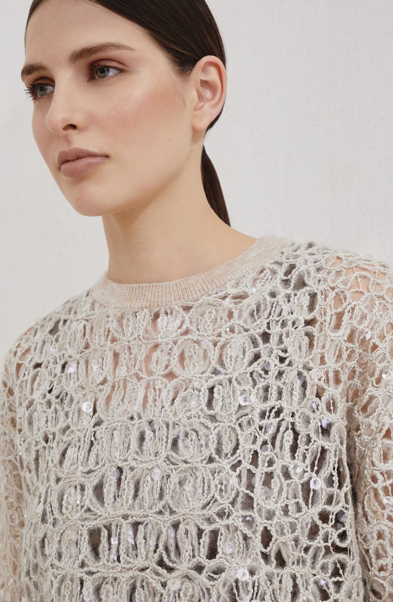 Brunello Cucinelli Dazzling croc embroidery T-shirt, Alternate, color, Cool Beige