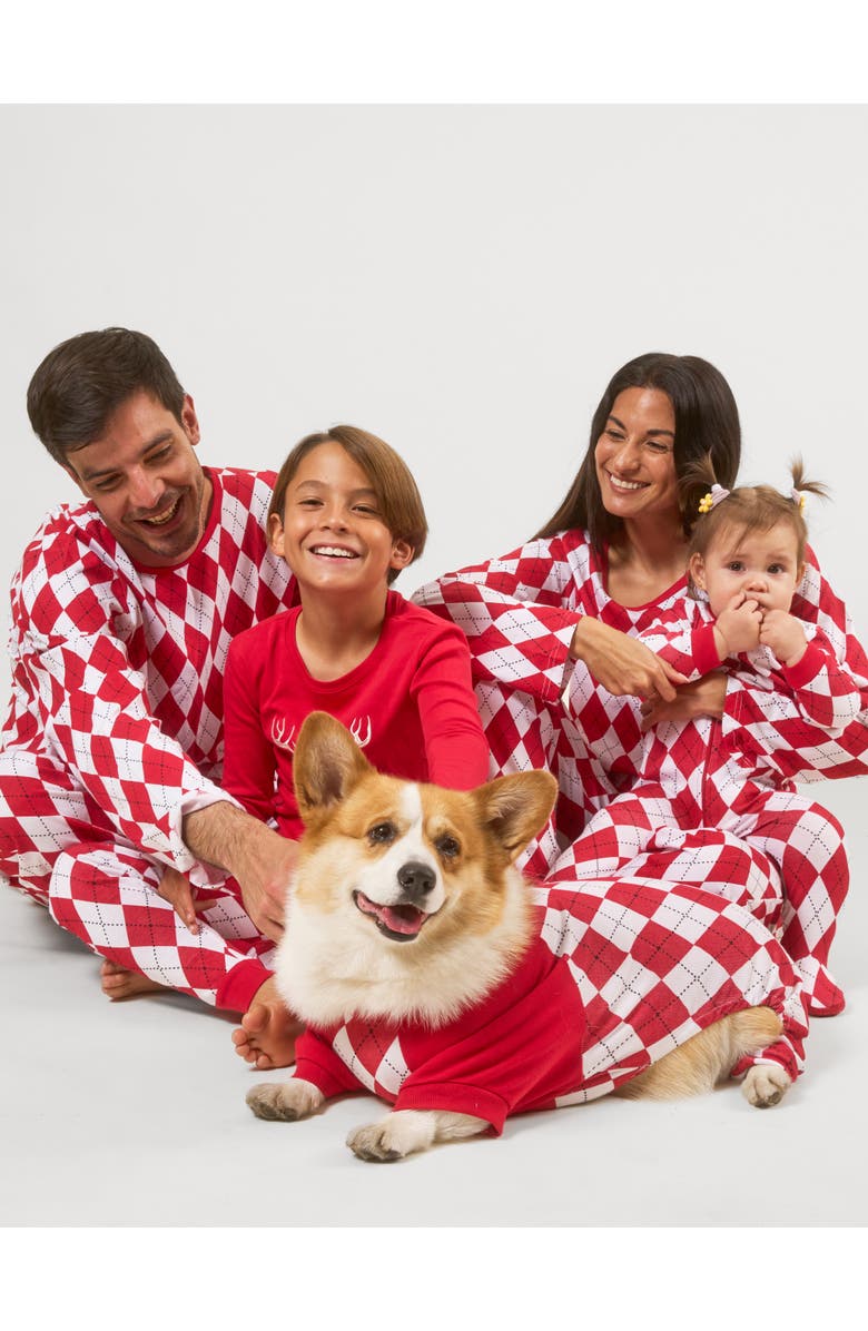 Leveret Kids Two-Piece Cotton Matching Family Holiday Pajamas, Argyles & Holiday Prints, Alternate, color, Argyle Red & White