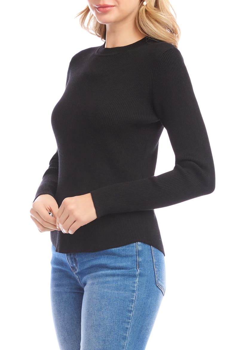 Rib Crewneck Sweater, Alternate, color, BLACK