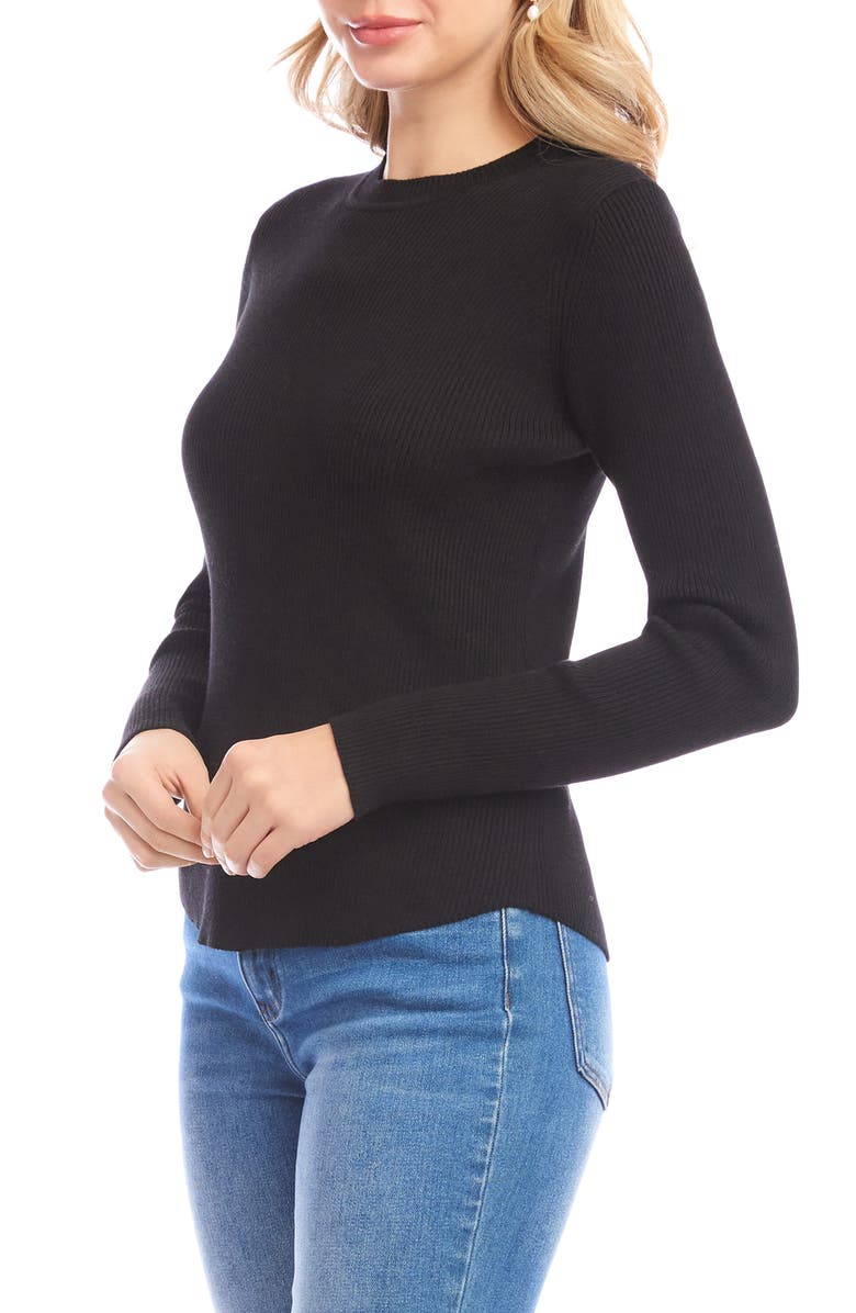 Karen Kane Rib Crewneck Sweater, Alternate, color, Black