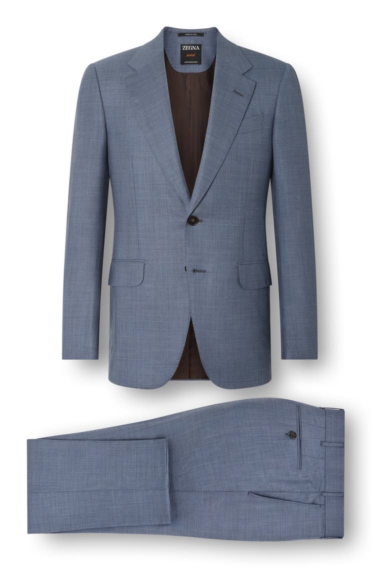 Regular Fit Light Blue Glen Check Centoventimila Wool Suit, Alternate, color, LIGHT BLUE
