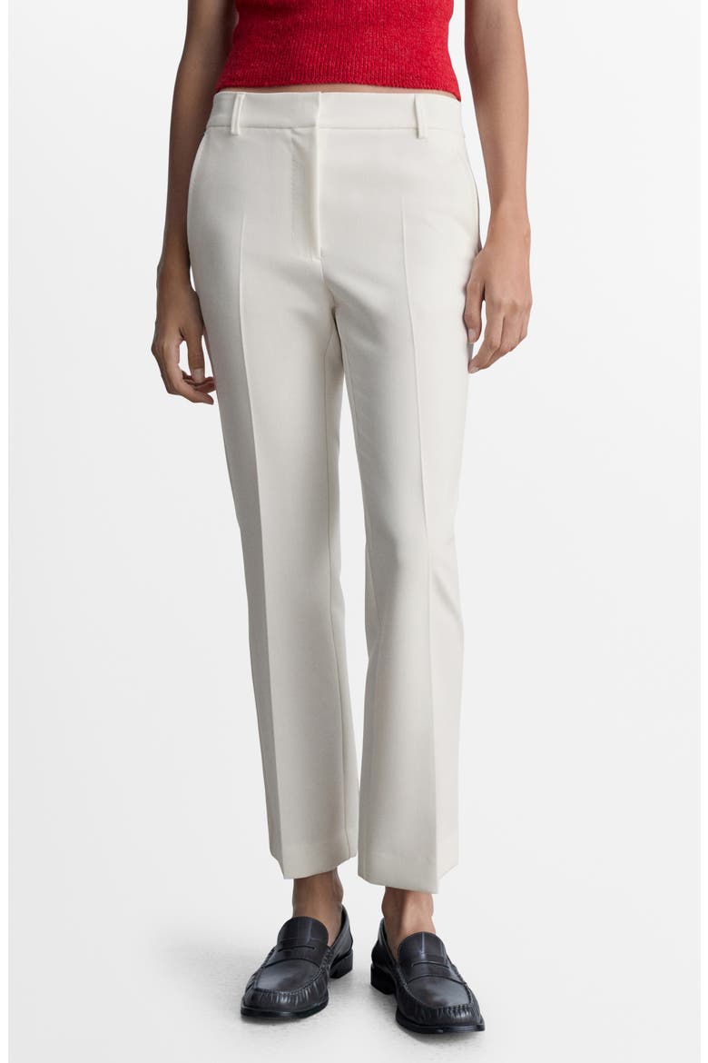 Pleated Straight Leg Ankle Pants, Main, color, WHITE