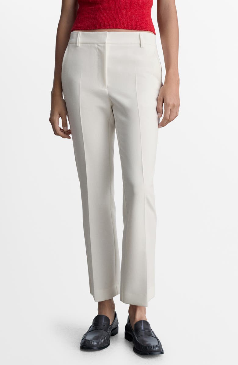 MANGO Pleated Straight Leg Ankle Pants, Main, color, White