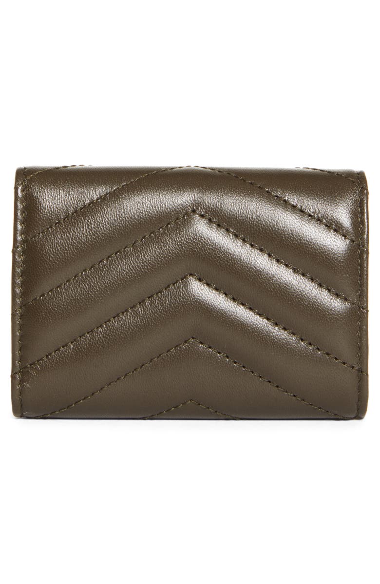 Saint Laurent Tiny Matelasse Origami Trifold Leather Wallet, Alternate, color, Light Musk