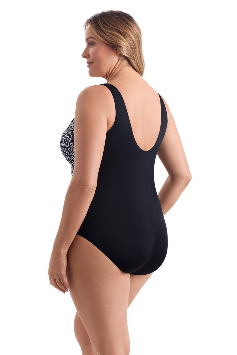 Side Shirred Tank Long Torso One-Piece Swimsuit, Alternate, color, Paper Mache