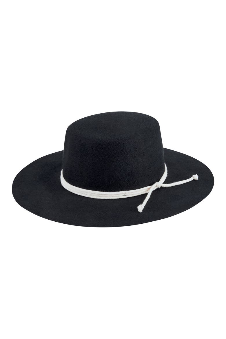 Wool Felt Wide Brim Boater Hat, Main, color, BLACK