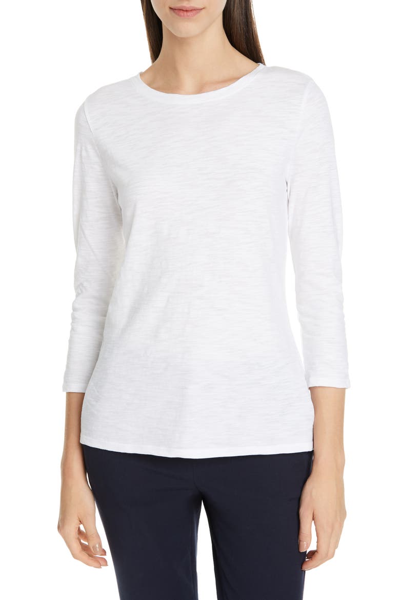 Scoop Neck Cotton Blend Tee, Main, color, WHITE