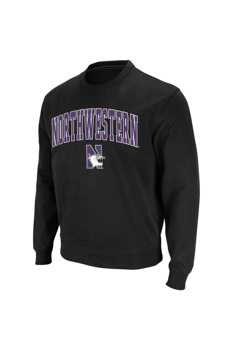 Men's Colosseum Black Northwestern Wildcats Arch & Logo Crew Neck Sweatshirt, Alternate, color, Black