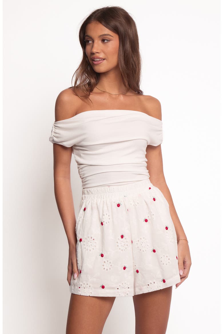 Aisha Cotton Eyelet Shorts, Alternate, color, WHITE