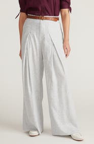 Universal Standard Marley Pleated Linen Blend Wide Leg Pants