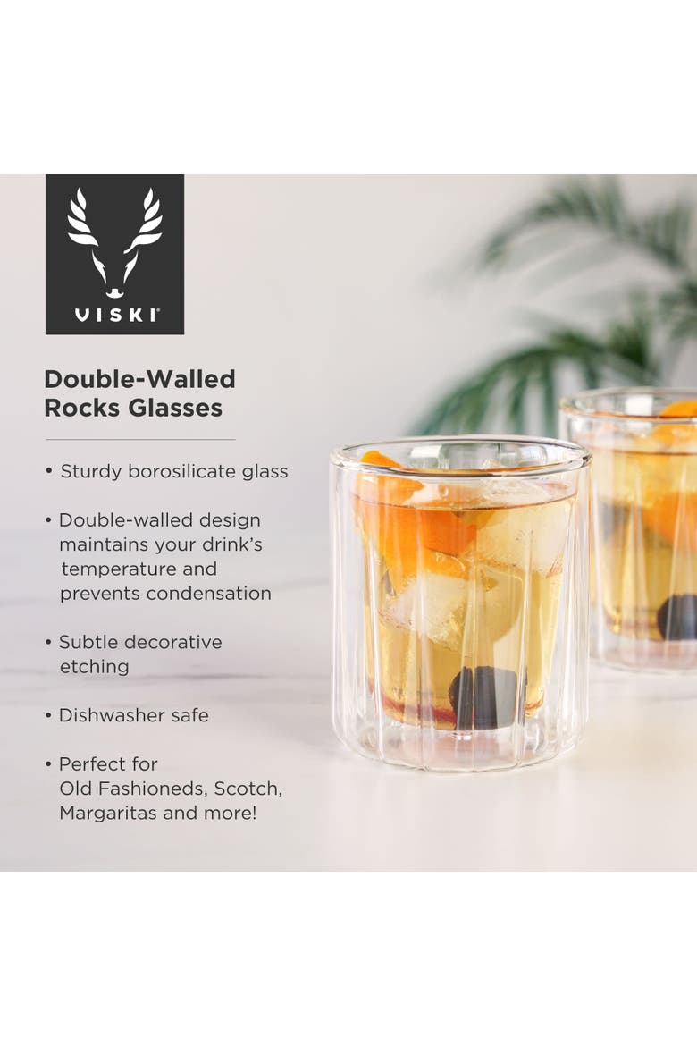 Double Walled Rocks Glasses Set of 2, Alternate, color, Clear