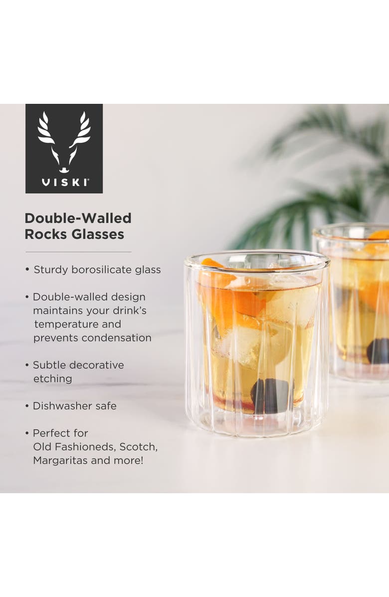 Viski Double Walled Rocks Glasses Set of 2, Alternate, color, Clear