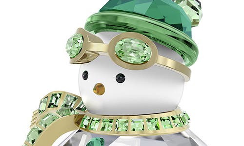 Swarovski Dulcis Holiday Cheers Snowman Ornament In Green