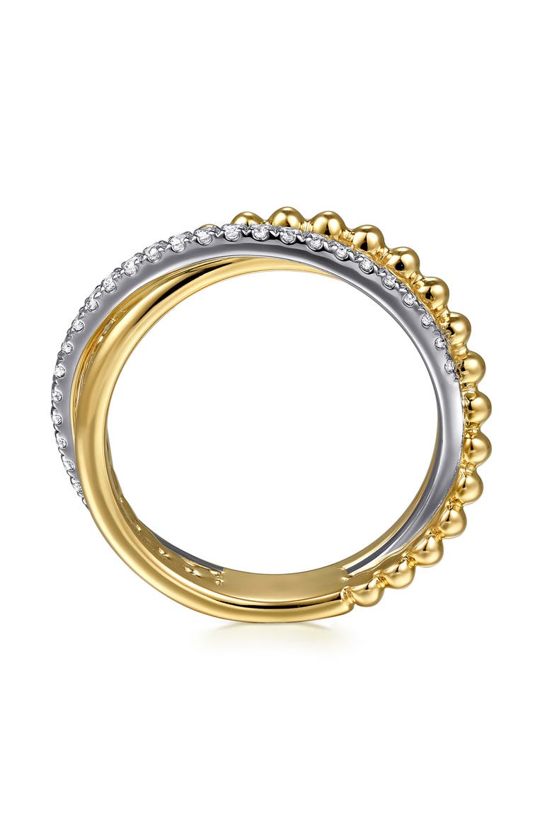 Bujukan Two-Tone 14K Gold & Diamond Crisscross Ring, Alternate, color, TWO TONE