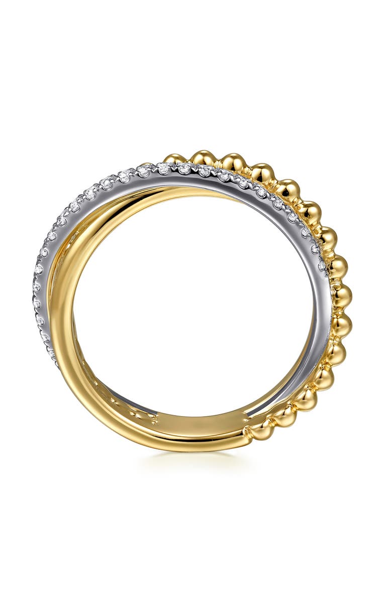 Gabriel & Co. Bujukan Two-Tone 14K Gold & Diamond Crisscross Ring, Alternate, color, Two Tone