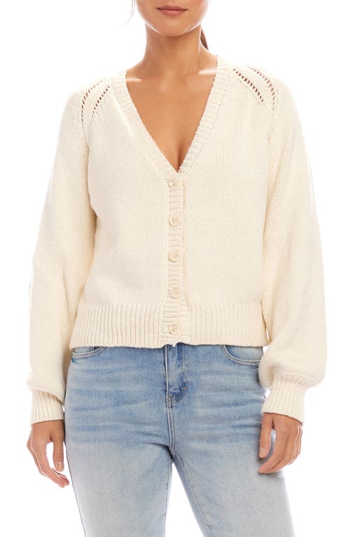 Karen Kane Open Stitch Stretch Cotton Cardigan In Ecru