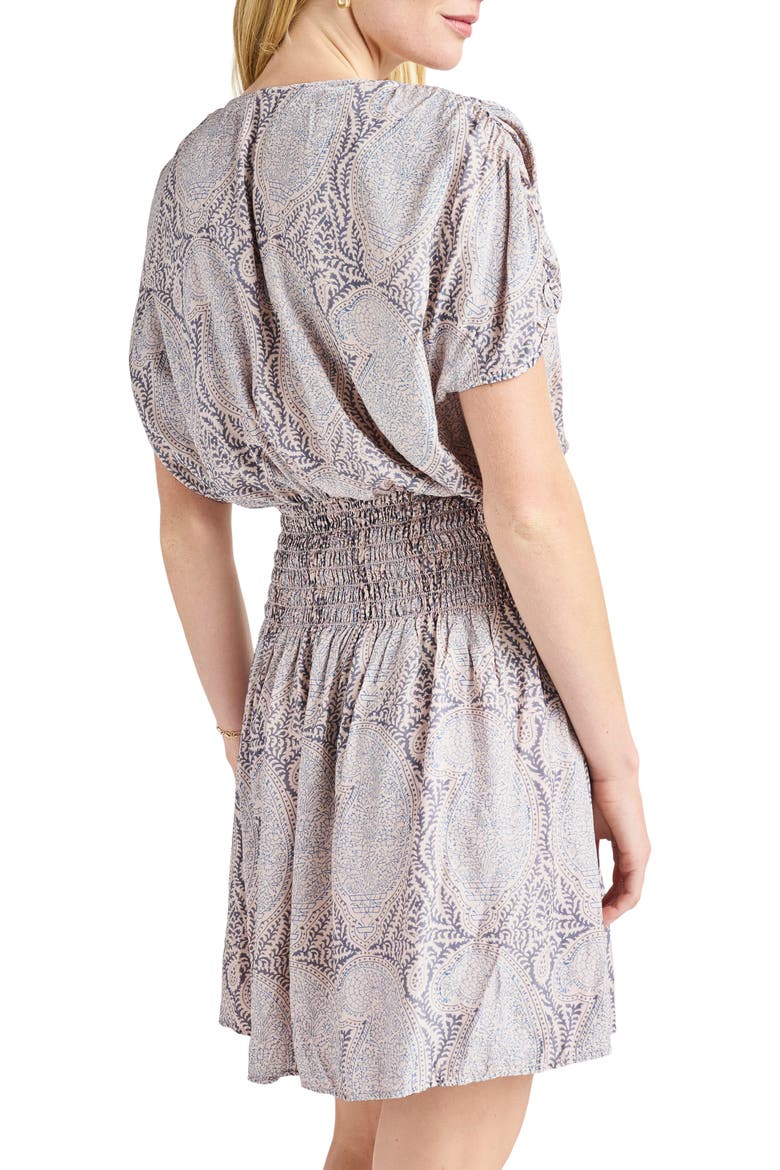 Annmarie Paisley Smocked Waist Minidress, Alternate, color, WHITE SAND PAISLEY