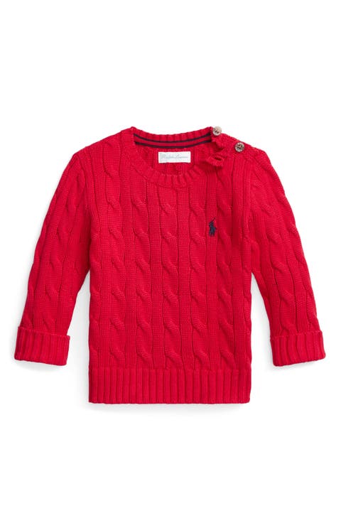 Combed Cotton Cable Knit Sweater