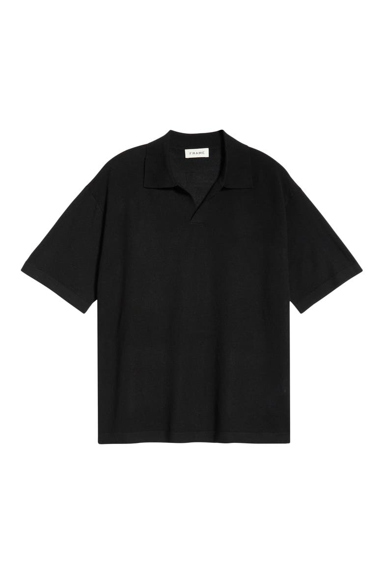 Superfine Merino Wool & Cashmere Sweater Polo, Alternate, color, BLACK