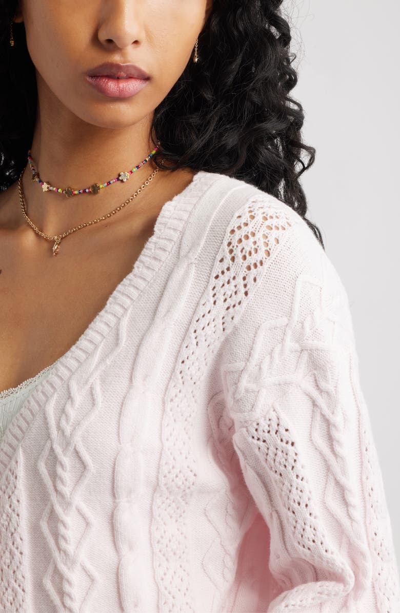 BP. Mixed Stitch Cardigan, Alternate, color, Pink Primrose