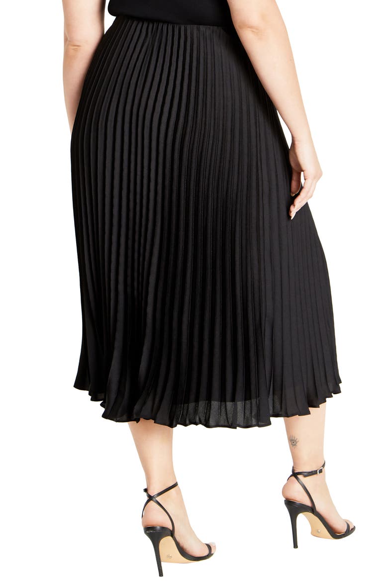 Selena Pleated Midi Skirt, Alternate, color, BLACK