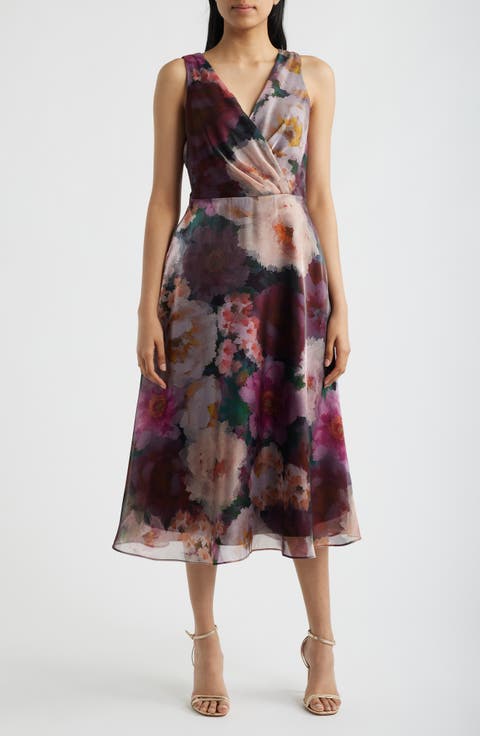 Floral Print Sleeveless Cocktail Dress