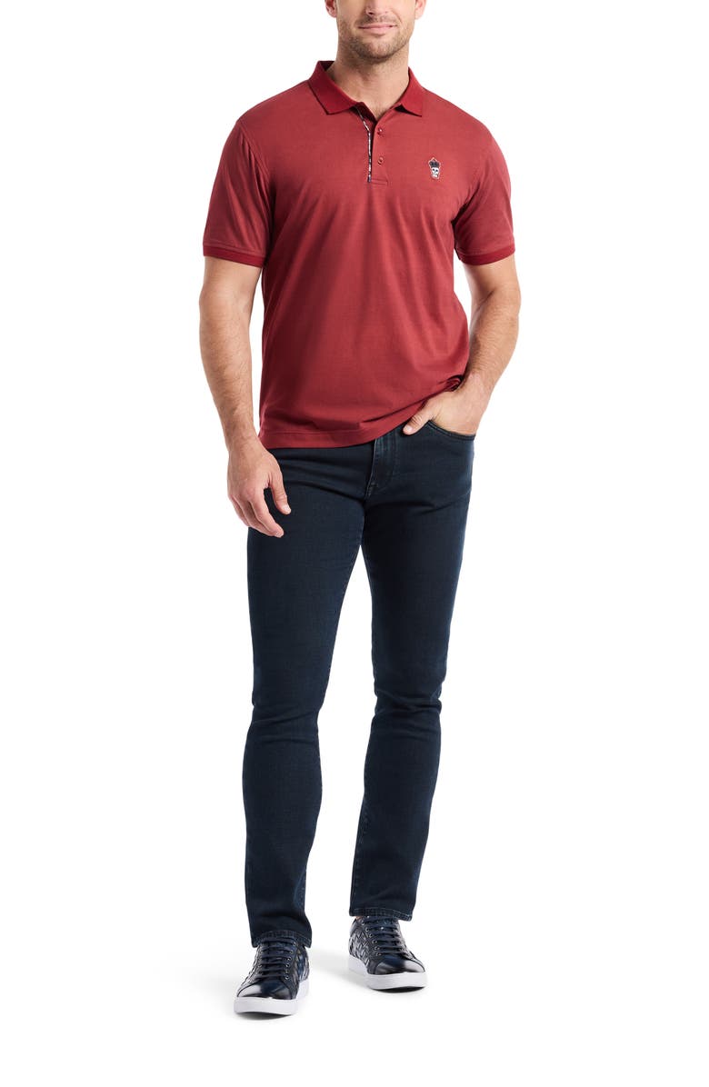 Robert Graham Lucifer Short Sleeve Polo, Alternate, color, Burgundy