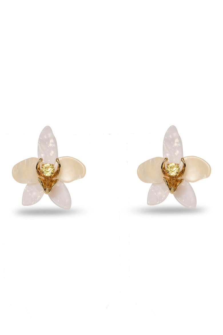 Mother of Pearl Orchid Stud Earrings, Main, color, MOTHER OF PEARL