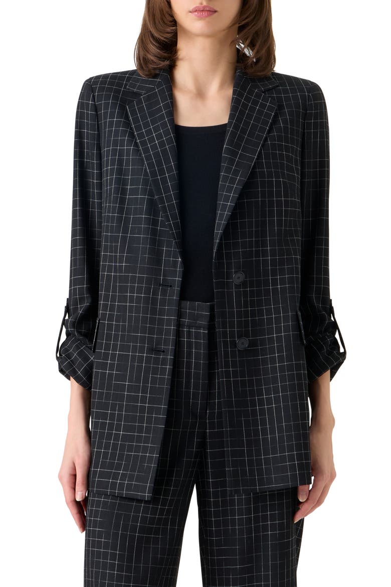 Broken Check Twill Blazer, Main, color, BLACK-CREAM