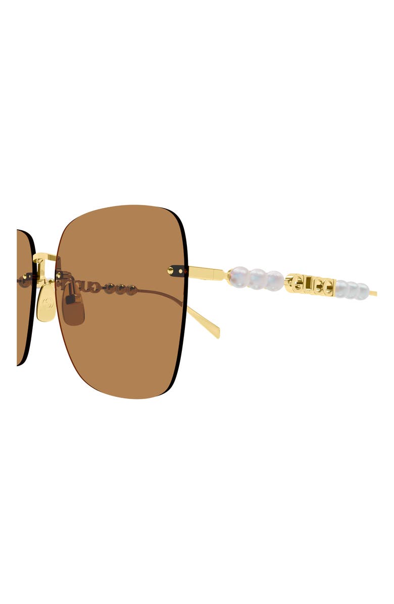 Gucci 63mm Oversized Rectangular Sunglasses, Alternate, color, Gold