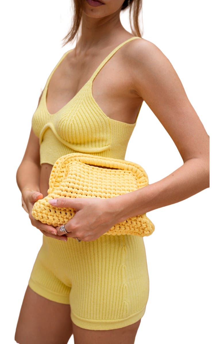 PINK HALEY Cali Top Handle Knit Clutch, Alternate, color, Butter Yellow