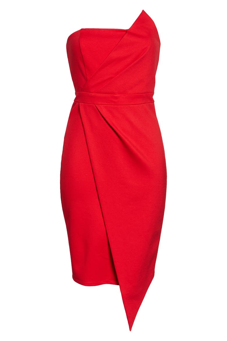 Queen of the City Strapless Sheath Dress, Alternate, color, RED