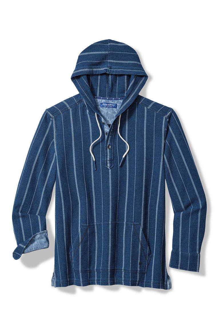 Indigo Baja Hooded Stripe Cotton Hoodie, Main, color, INDIGO