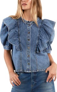 Wash Lab Denim Daydream Ruffle Denim Shirt