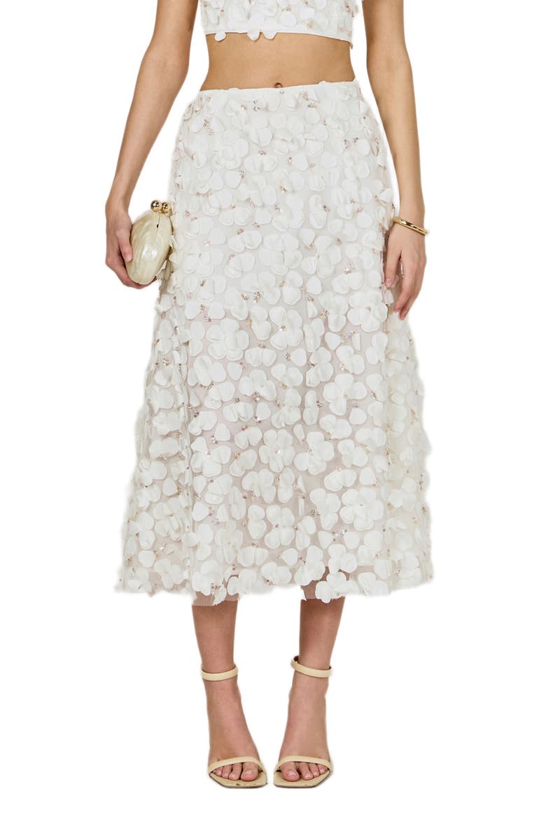 3D Floral Midi Skirt, Main, color, OFF WHITE