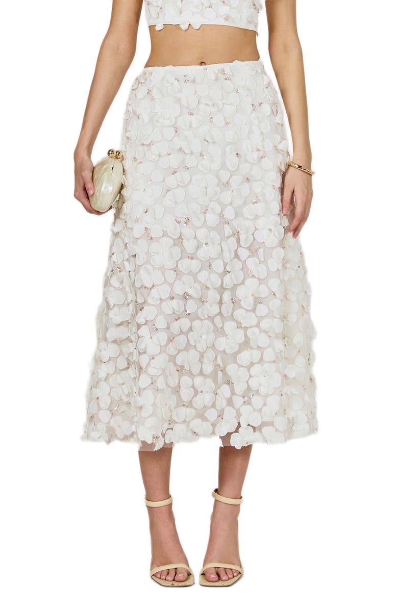 Endless Rose 3D Floral Midi Skirt, Main, color, Off White