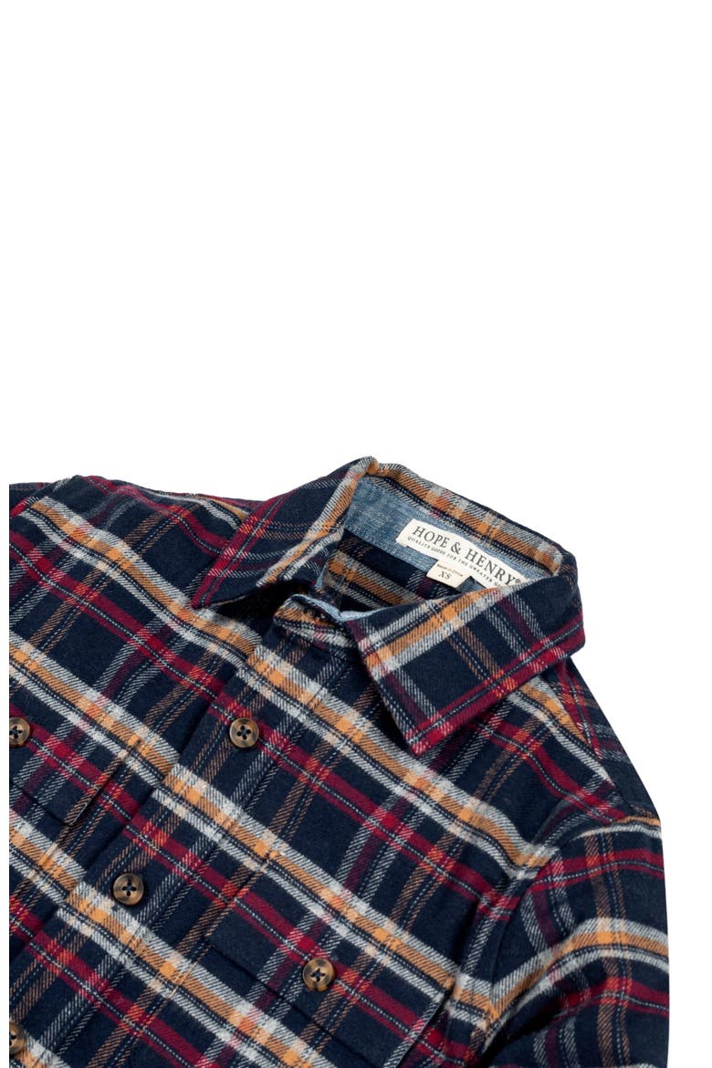Boys' Flannel Flap Pocket Shirt, Kids, Alternate, color, Navy Autumn Plaid