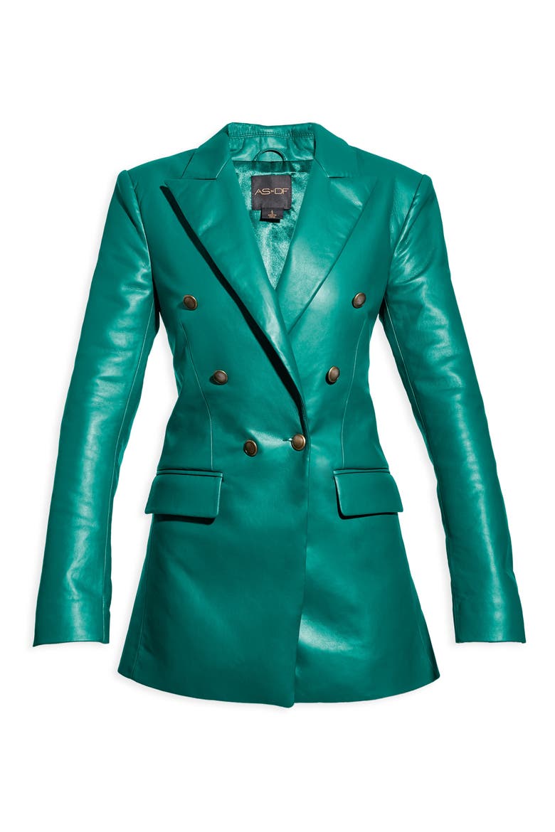Beck Recycled Leather Blazer, Alternate, color, EVERGREEN
