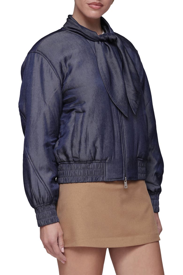 Tie Neck Bomber Jacket, Alternate, color, DARK NAVY