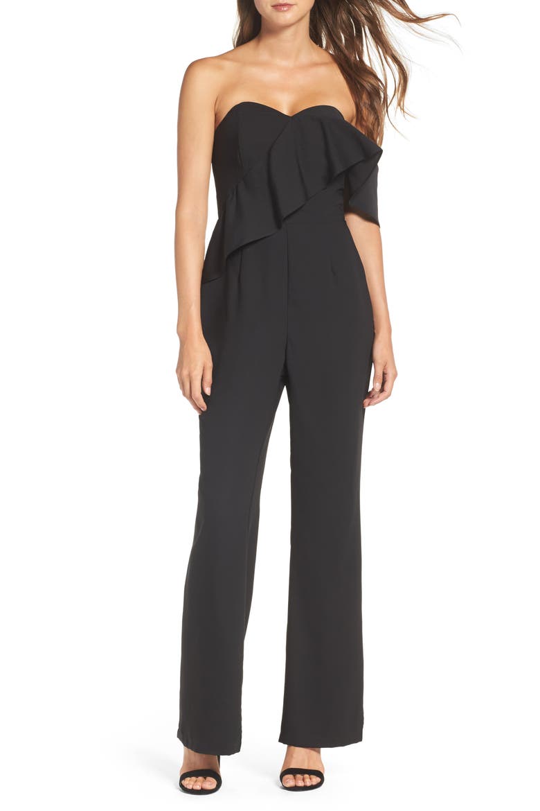 Amelia Strapless Jumpsuit, Main, color, BLACK