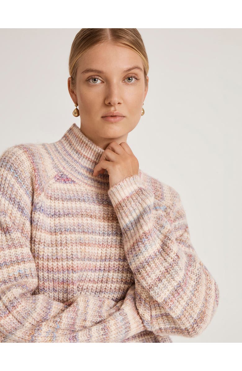 Finery London Helen Funnel Neck Knitted Sweater, Alternate, color, Pink Stripe