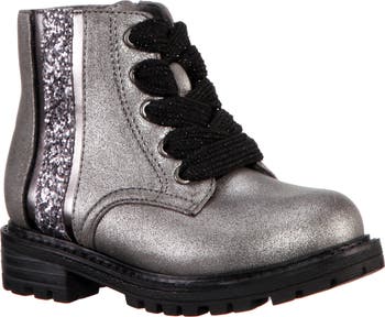 Nina Sabira Combat Boot in Pewter Shimmer Size 10 M Pewter Toddler main image 0