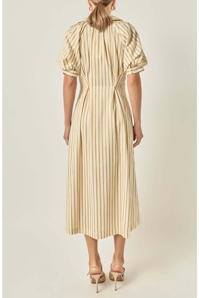 Striped Fit and Flare Midi Dress, Alternate, color, NATURAL
