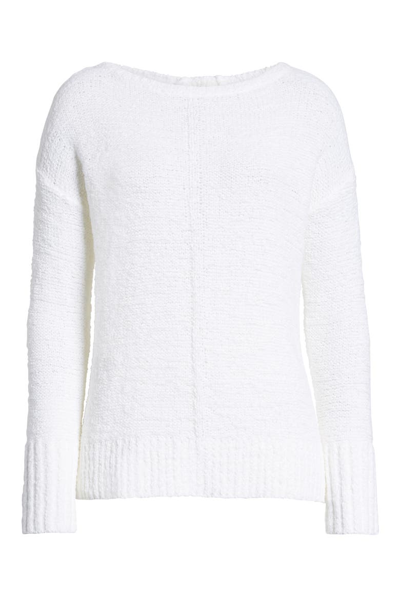 Button Back Sweater, Alternate, color, WHITE
