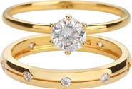 Bearfruit Jewelry 18k Gold Plated Sterling Silver Everyday Shine Ring Set Gift Guide