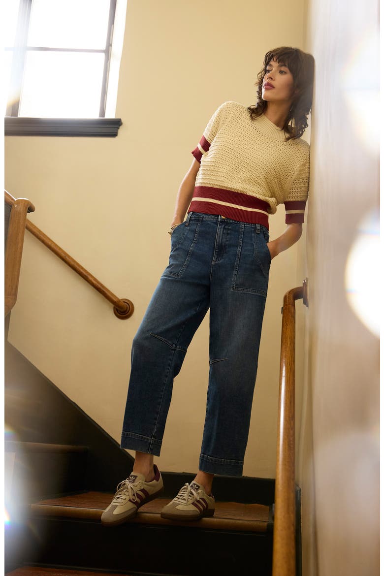 Ashton High Waist Crop Wide Leg Barrel Jeans, Alternate, color, MEDIUM WASH