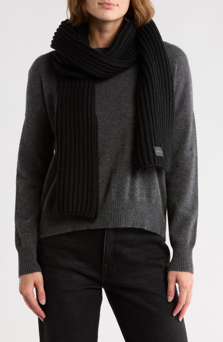 Cole Haan Chunky Knit Scarf, Main, color, Caviar
