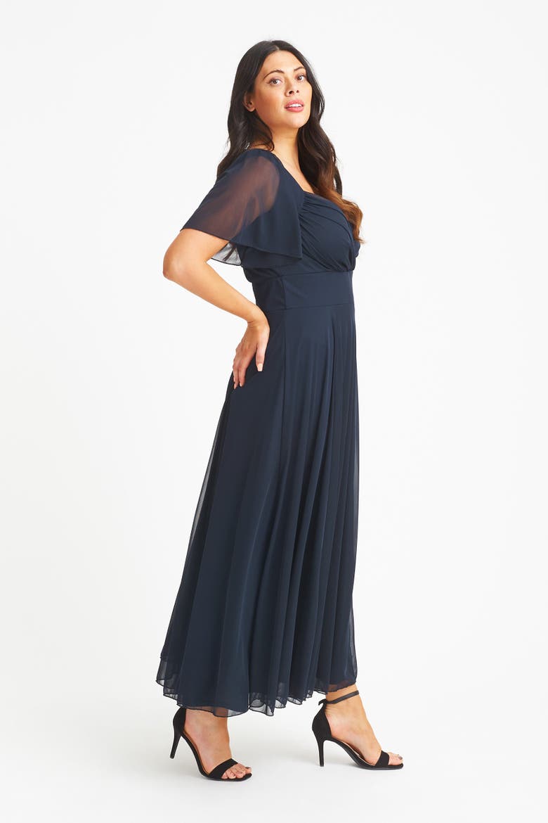 Kemi Solid Bolero Wrap Bodice Maxi Gown, Alternate, color, Solid Navy